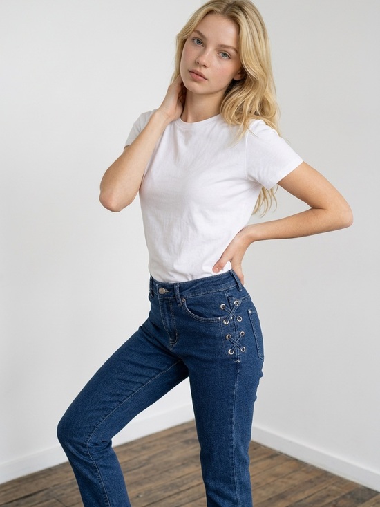 Flamingals Denim - Flamingals dark blue denim jeans with side silver accents.